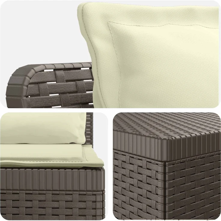 vidaXL 5-Sitzer Gartensofa mit Kissen Rattan-Look PP Hellgrau 3443918 – Bild 7