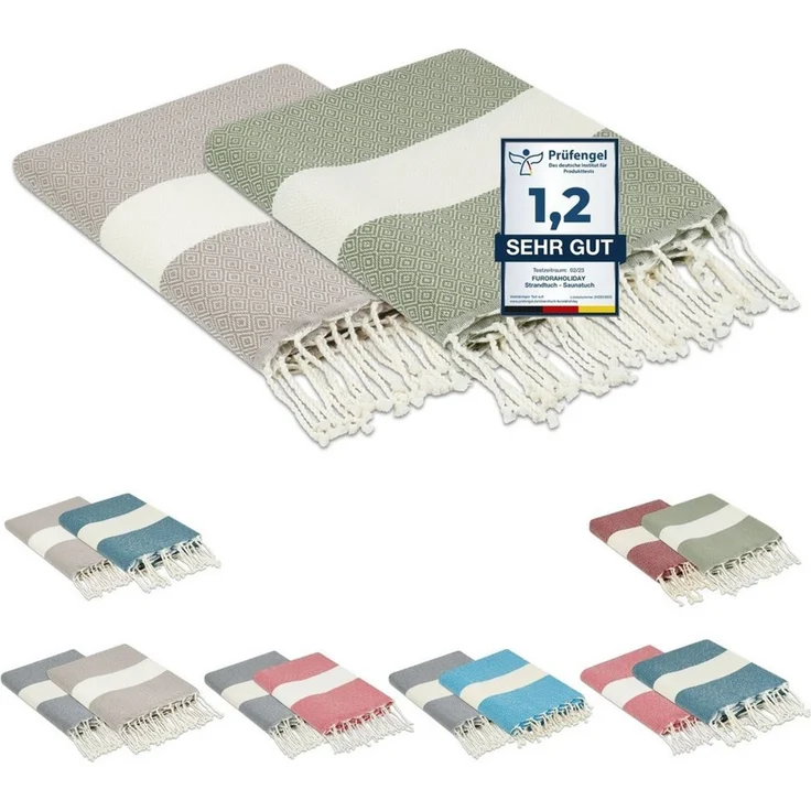 furora HOLIDAY Strandtuch groß 100x200 cm Strand Tuch, aus Baumwolle, Hamamtuch Badetuch, leicht, lang, dünn & kompakt – Bild 5