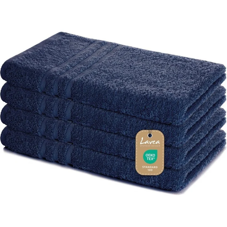 Lavea Handtuch Lavea® 4er Set Handtücher 50x100 cm, Elena Frottiererie, 100% Baumwolle (4er Set), 500 g/m² Frottier, weich & saugstark, pflegeleicht – Bild 1