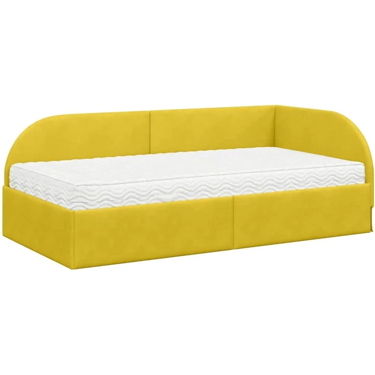 vidaXL Eckbettgestell mit Matratze 2 stk. Gelb 100 x 200 cm Samt 3394210 – Bild 4