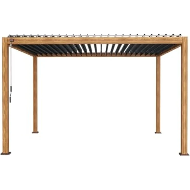 LECO Lamellenpergola DELUXE, Aluminium-Lamellen anthrazit, Aluminium-Profile mit Holzoptik, 4x3 m – Bild 1