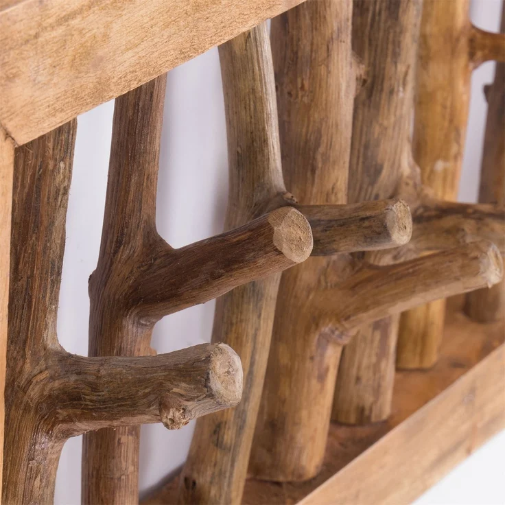 Wandgarderobe Leonor 50 Mahagoni Massivholz, 7 Haken naturfarben – Bild 6