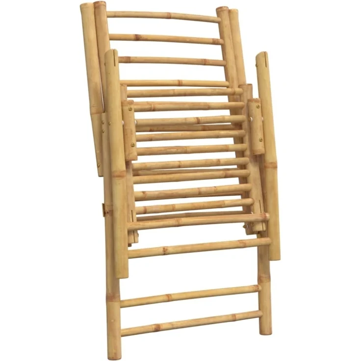 vidaXL Gartenstühle Klappbar Verstellbar 2 Stk. mit Kissen Bambus 365875 – Bild 3