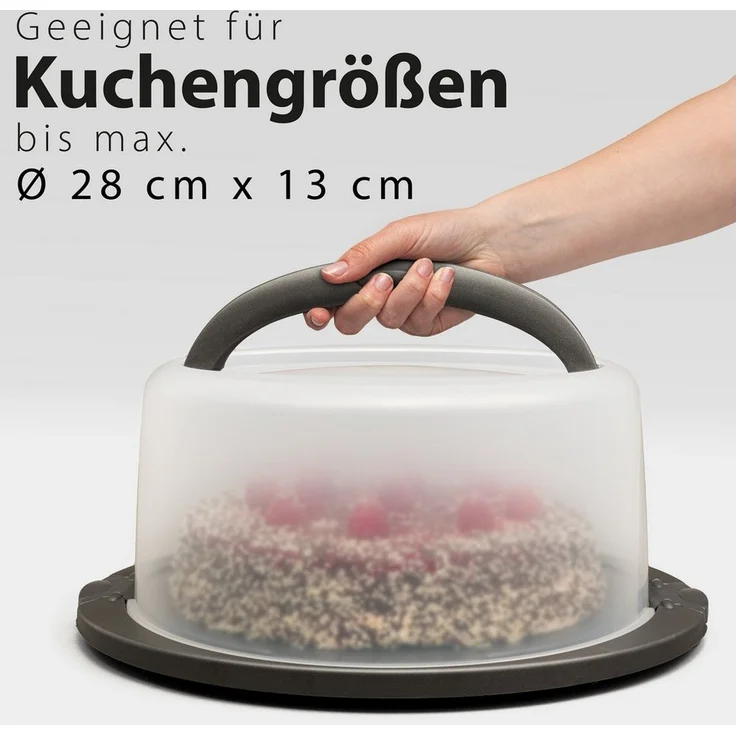 Hausfelder Kuchentransportbox Tortentransportbox rund, Tortenbehälter mit Haube (Tortenglocke), Kunststoff, (Set, 1-tlg, 1 Box), Transportboxen mit Deckel, spülmaschinenfest, BPA-frei – Bild 3
