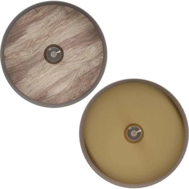 LED Deckenleuchte, Stahl, Holz, Taupe, Messing, D 42 cm – Bild 5