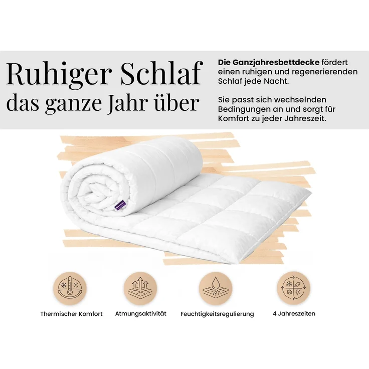 NATENA 3-teiliges Bettdecken-Set 160 x 200 cm inkl. 2 Kissen 40 x 80, Ganzjahresbettdecke, Hypoallergen & Waschbar, Atmungsaktiv & Weich – Bild 4