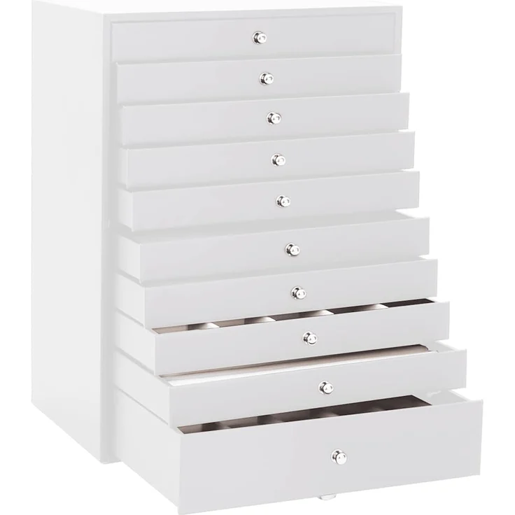 vidaXL Schmuckkästchen 10-lagig mit Uhrenhaltern Weiß 29x20,5x40,5 cm 4103566 – Bild 4