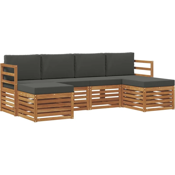 vidaXL Outdoor-Sofagarnitur 6 stk. 6-Sitzer Natur und Anthrazit 3375232 – Bild 2