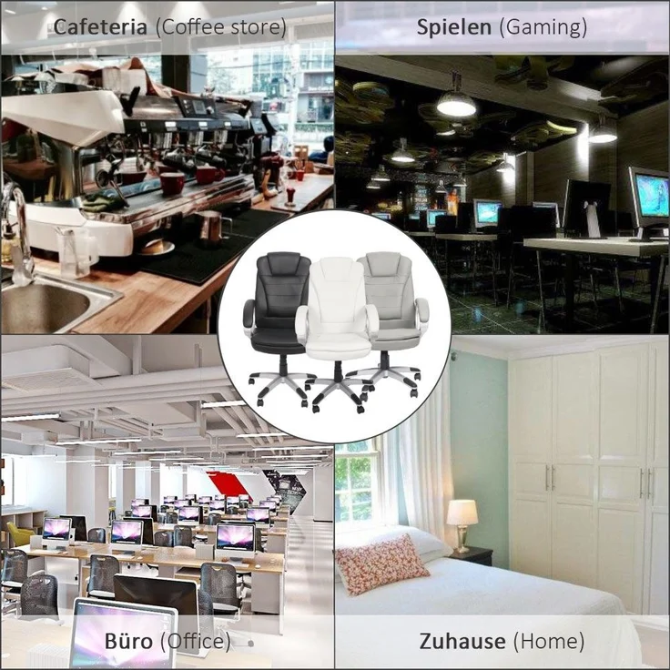 Schreibtischstuhl Weiß 120 KG Chefsessel Computersitz Bürostuhl Drehstuhl Office – Bild 8
