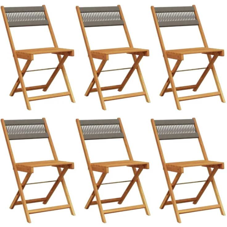 vidaXL Gartenstühle 6 Stk. Klappbar Grau Massivholz Akazie 3214605 – Bild 1