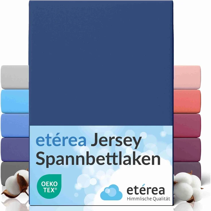 etérea Comfort Jersey Spannbettlaken Marine 90x200 cm - 100x200 cm – Bild 1