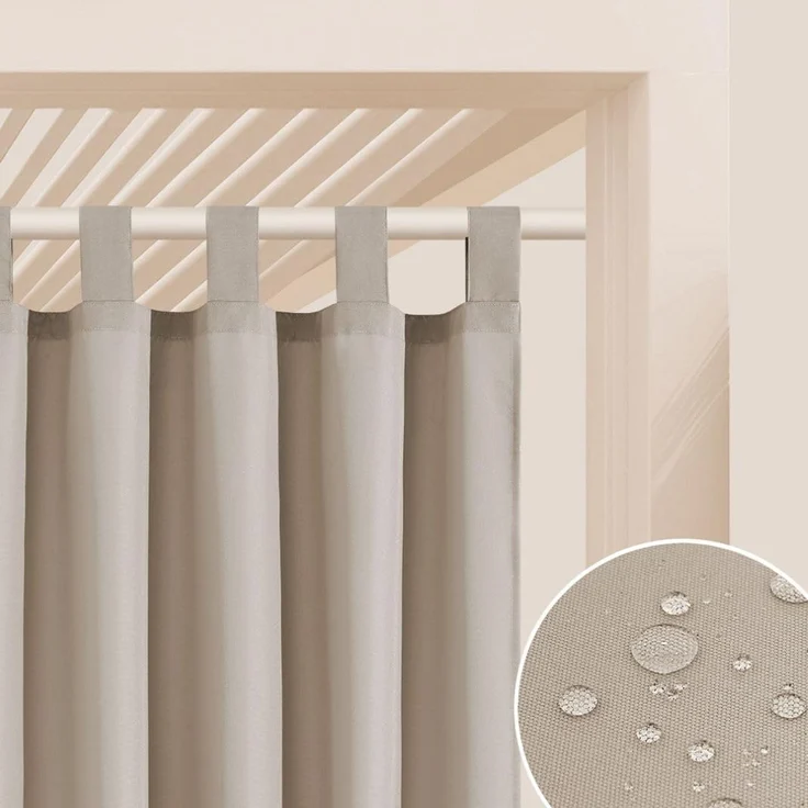 ROOM99 Outdoorvorhäng mit Schlaufen Garden Line 155x220 cm Breite x Höhe Outdoor Vorhang wetterfest Wasserdicht Sichtschutz Sonnenschutz Gardinen Garten Winddicht Beige, 1 Stück – Bild 1