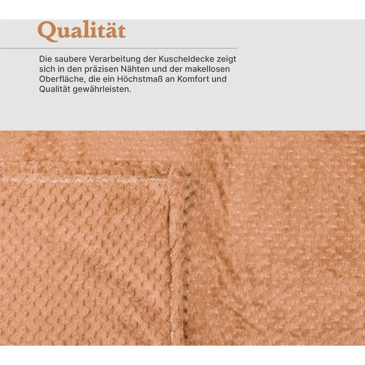 Kuscheldecke Cashmere Touch 150x200cm (Caramel) 250g/m² - Flauschige Wohndecke für Sofa, Couch und Bett, Tagesdecke Oeko-TEX - Sofaüberwurf – Bild 4