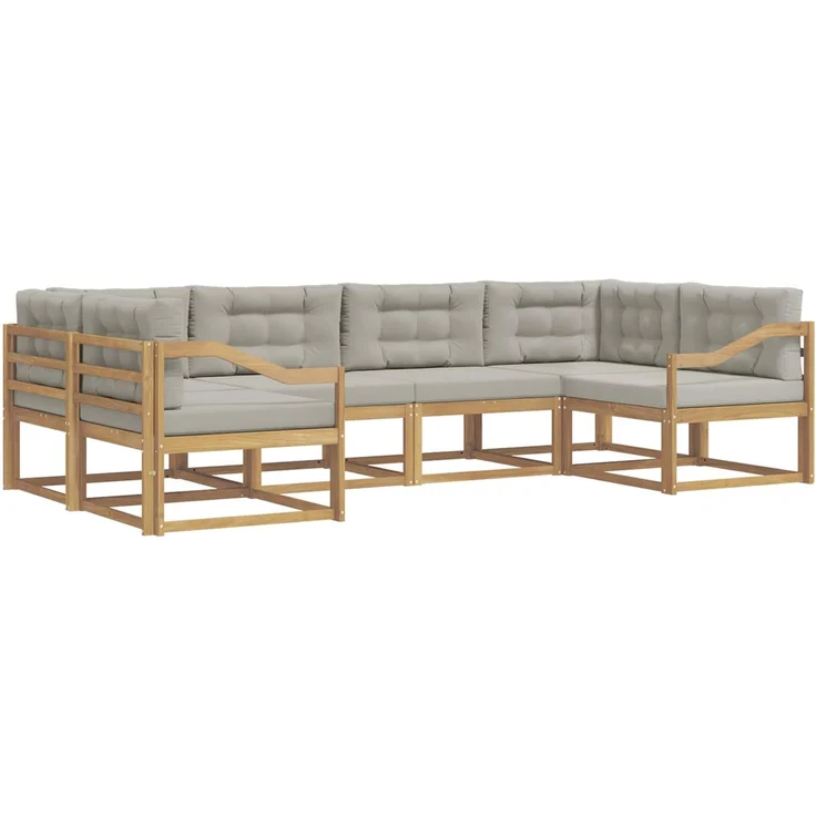 vidaXL Outdoor-Sofagarnitur 6 stk. 6-Sitzer Weiß und Hellgrau 3386950 – Bild 2