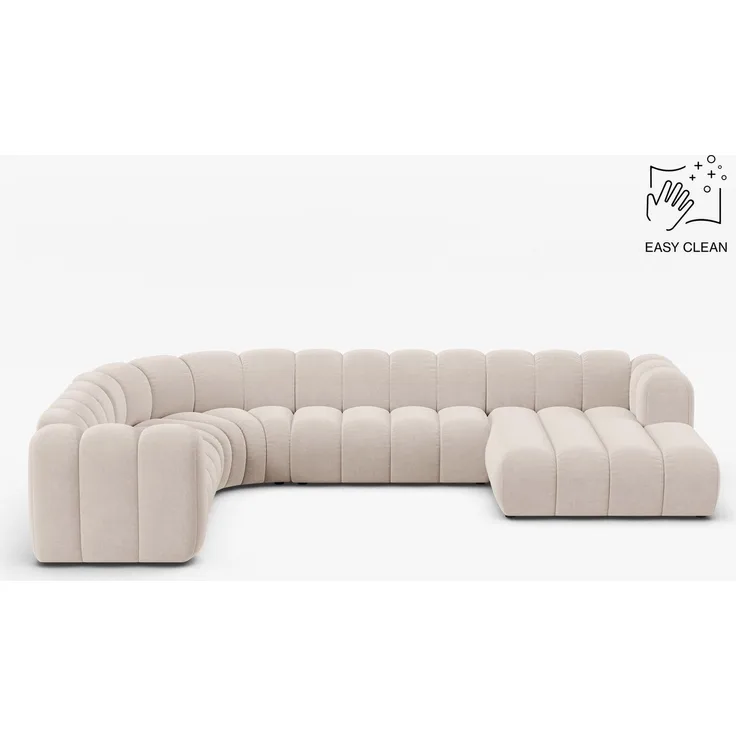 Micadoni Modulares Panorama Ecksofa Lupine 6-Sitzer Samt Venus Helles Beige Links
