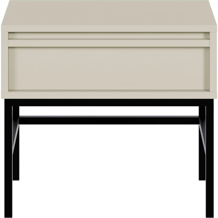 Selsey 'Evo' Nachttisch mit Schublade, greige mit schwarzem Metallgestell, ca. 44 x 50 x 34 cm – Bild 6