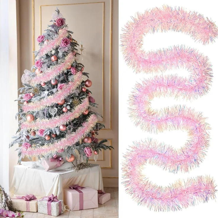 4 m Weihnachtsdekoration, Baumform, hängend, Gold, Innen & Außen, 2m pro Teil