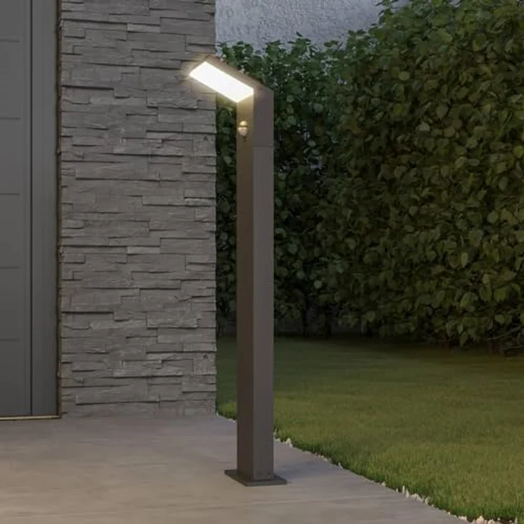 Arcchio LED Außenleuchte Yolena, moderne Pollerleuchte mit Bewegungsmelder, spritzwassergeschützt, Schwarz, Aluminium, 1-flammig, IP54 – Bild 2