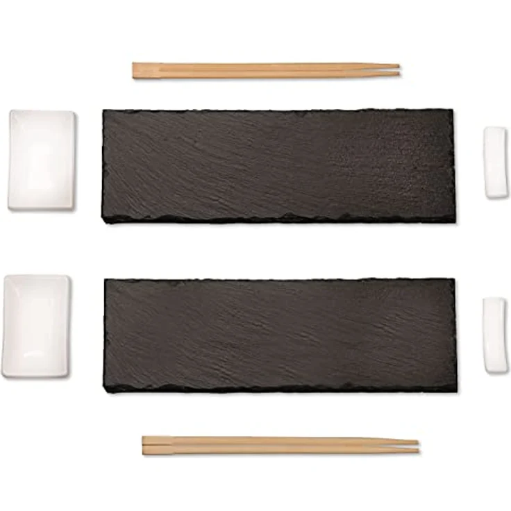 8 tlg. Schiefer-Servierplatten-Set - Sushi für 2 Personen – Bild 2