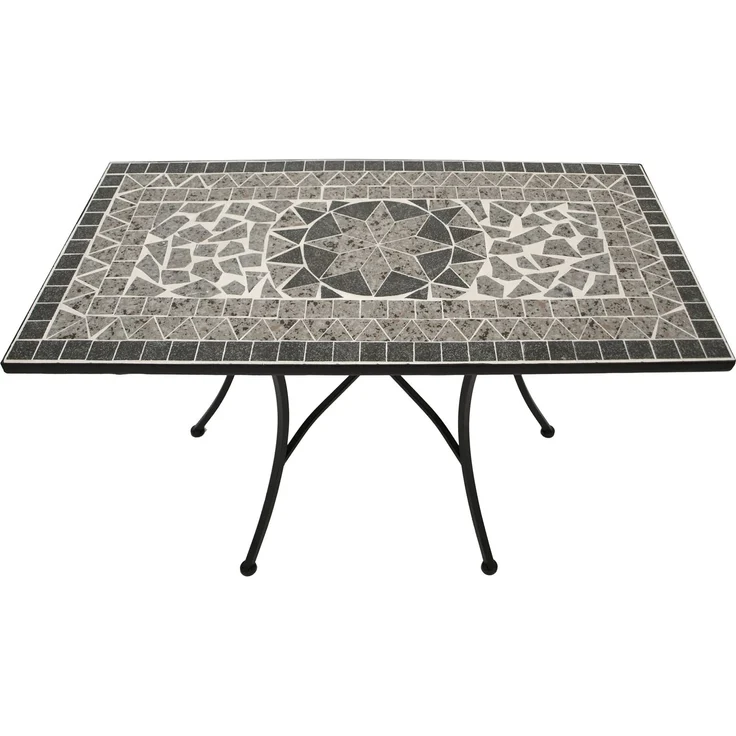 DEGAMO SIENA Balkonset 3-teilig, Metall + Mosaik, schwarz/grau, Tisch 90x45cm eckig – Bild 4