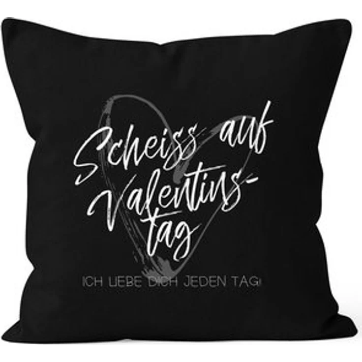 MoonWorks Dekokissen Kissen-Bezug Valentinstagsgeschenk Liebe Scheiß auf Valentinstag Ich liebe dich jeden Tag Kissen-Hülle Deko-Kissen Baumwolle MoonWorks® – Bild 5