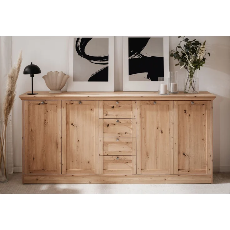 Anrichte >Timber< Landhaus, 4 Türen, 4 Schubladen, 4 Böden, in Artisan Eiche Dekor - 200x90x40cm (BxHxT) – Bild 2