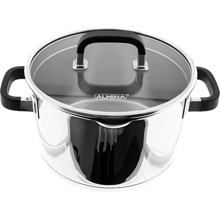 Hochwertiges Kochtopf aus Edelstahl mit Silikongriff und Glasdeckel in Silber 28 cm – Bild 3
