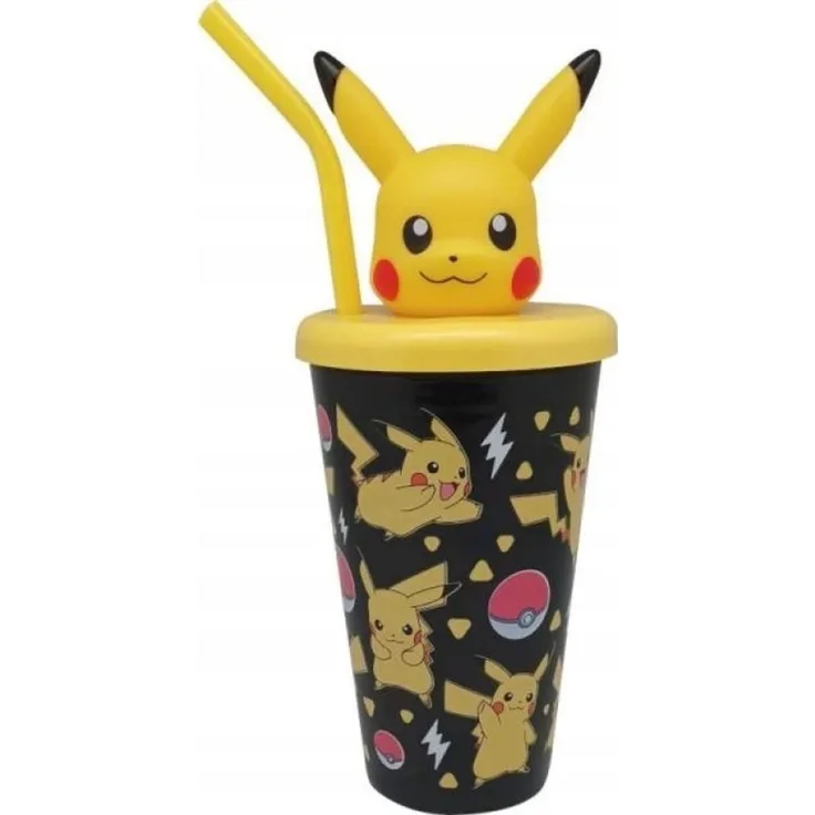Pokémon - Trinkbecher mit Deckel und Trinkhalm