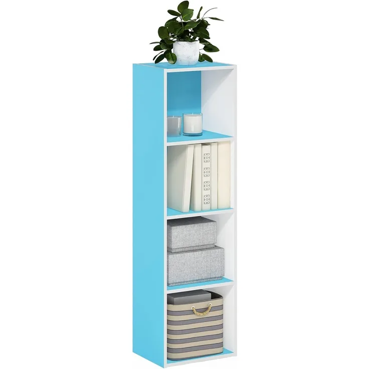 Furinno Luder Bücherregal Bücherregal Lagerregal 4 Ebenen Hellblau/Weiß