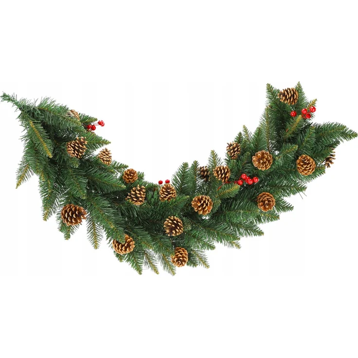 KADAX Weihnachtsbaumgirlande 115 cm. Dicht mit Zapfen – Bild 6