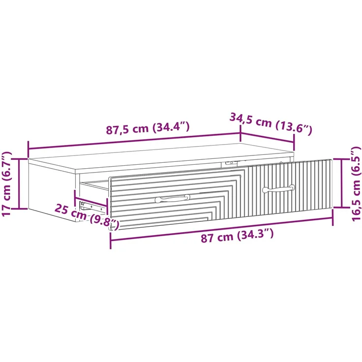 vidaXL Wandmontierter Beistelltisch Altholz 87,5 x 34,5 x 17 cm 898673 – Bild 9