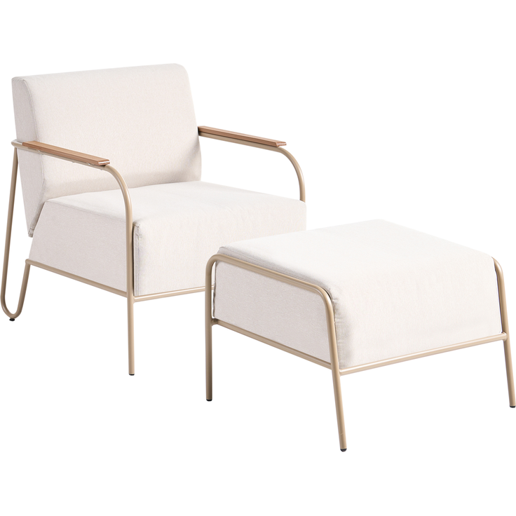 Gartenstuhl NIMIS mit Ottomane Hellbeige