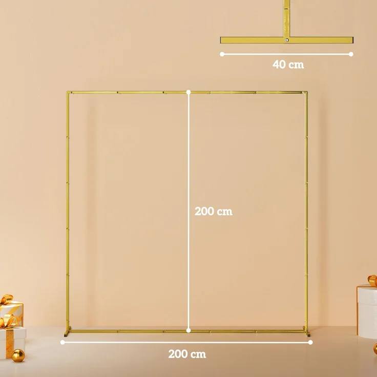 MELAYR, Goldener Metallbogen als Hintergrund für Hochzeiten, 2 m, Gartenbogen, Hochzeit, Blumenballonbogen, Golden – Bild 5