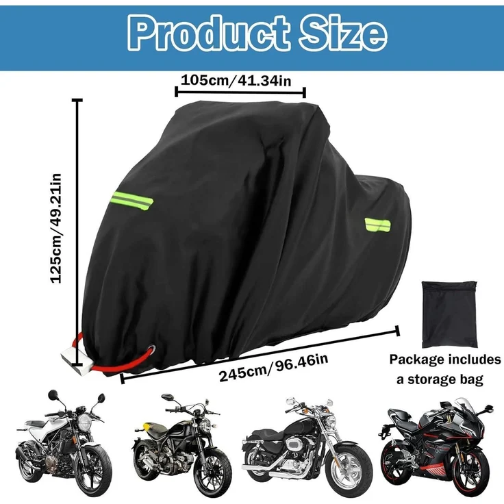 XXXL Motorradabdeckplane Wasserdicht Outdoor Schutzhülle 245x105x125cm – Bild 4