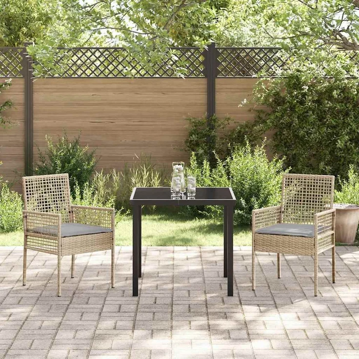 vidaXL Gartenstuhl mit Kissen 2 pcs Beige 55 x 53 x 85 cm Poly-Rattan 42003448 – Bild 2