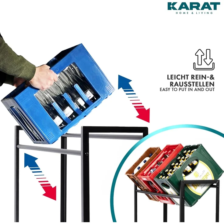 KARAT Getränkekistenregal für 4 Kisten - stabiles & platzsparendes Getränkeregal inkl. Montagematerial - Kistenregal aus Metall - Lagerregal für Getränke - Kenji – Bild 4