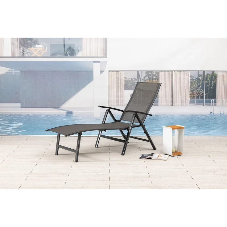 Mandalika Garden NOX Alu-Sonnenliege Klappliege in anthrazit / mixed-taupe – Bild 1