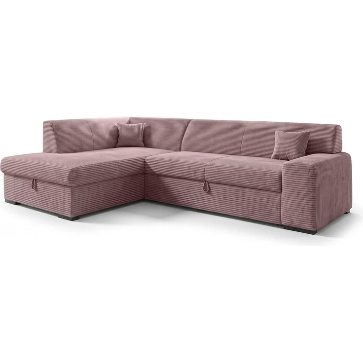 AX LIVING Rosa Sofa mit Schlaffunktion Lucera 260 cm Ecksofa Altrosa L – Bild 4