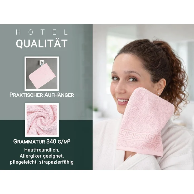 ZOLLNER Waschhandschuhe 20er Set, Baumwollmix, rosa, 16x22 cm – Bild 5