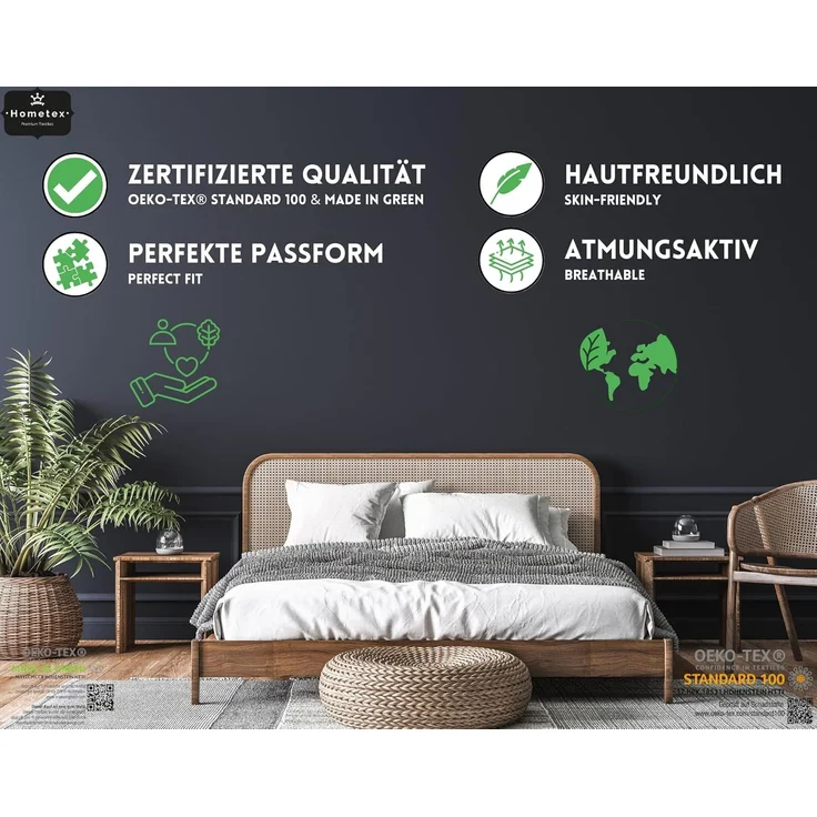 Hometex Premium Textiles Spannbettlaken Exclusive bis 25 cm Steghöhe, Jersey, Gummizug: rundum, 100% Baumwolle, Premium Qualität 160 g/m² – Bild 6