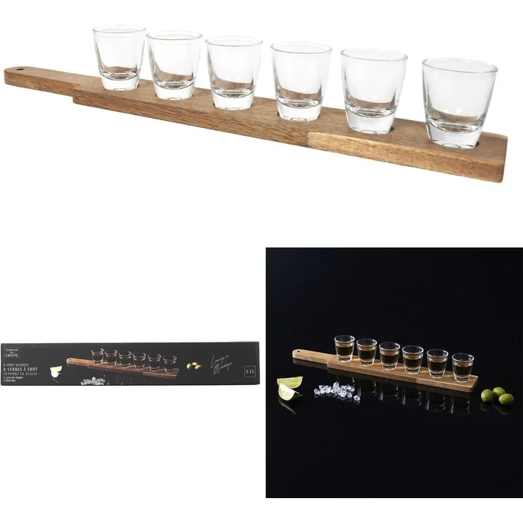 COOK CONCEPT 6er Shooter auf Akazie / Schnapsglasträger mit 6 Schnapsgläsern – Bild 5