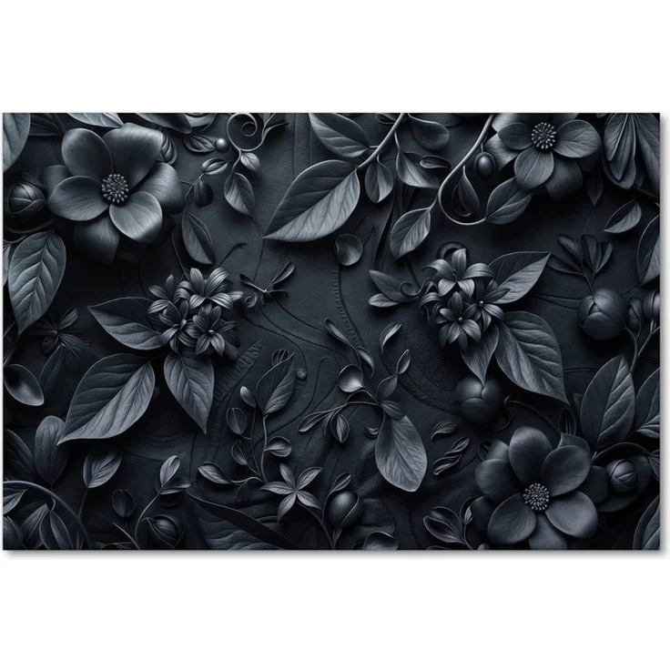 Primedeco Teppich Küchenteppich Blumenmuster Dunkel PVC rutschfest abwaschbar Läufer, Rechteckig, Höhe: 3 mm, Pflegeleicht & Wasserabweisend – Bild 3