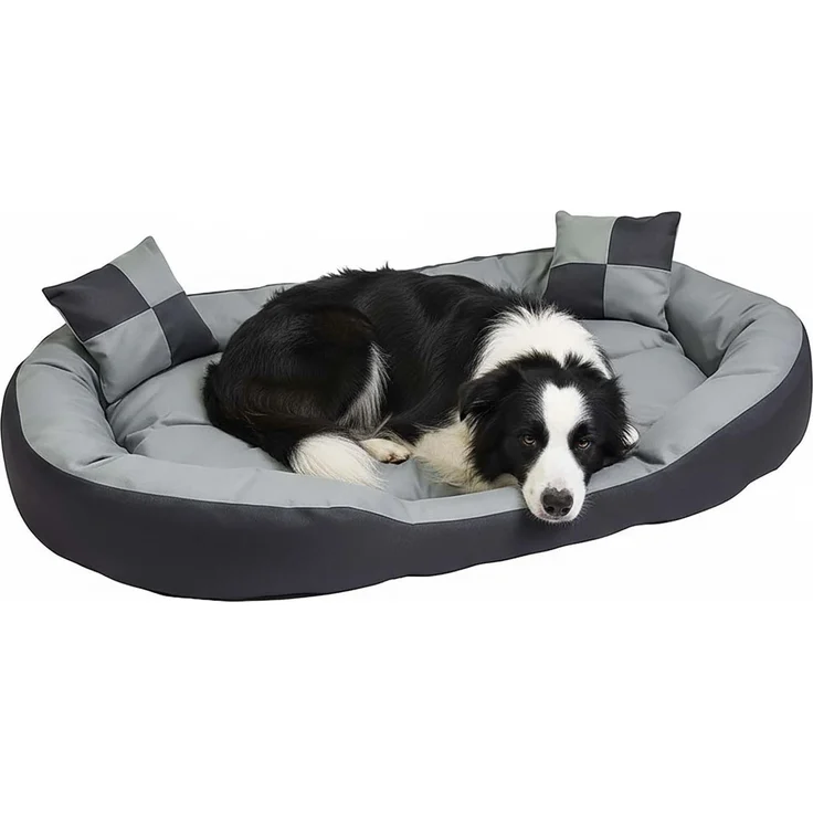 Hossis Wholesale Hundebett Grau Größe L 110 x 80 x 20 cm | Kuscheliges Hundesofa mit Wendekissen | Waschbar & abwischbar | Bequemes Hundekörbchen mit Zierkissen | Ideal für große Hunde – Bild 4