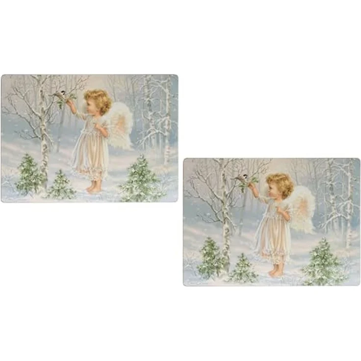 Wohnando Platzset Platzset aus Kork für den Tisch winterlicher Engel - 2er Set – Bild 1