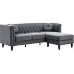 Vente-unique - TURNER Sofa SamtStoff Grau - B 144 cm x H 78 cm x L 222 cm