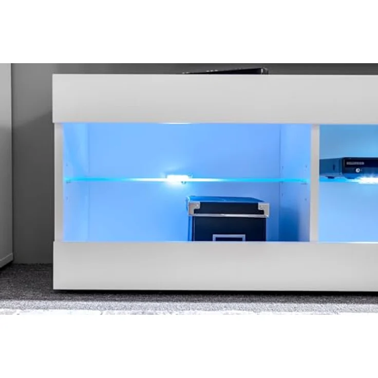 Komodee Hängevitrine Tivoli, Schwarz-Weiß, Glas, 2 Fächer, Rechteckig, 100x50x29.5 cm, optionale LED-Beleuchtung – Bild 5