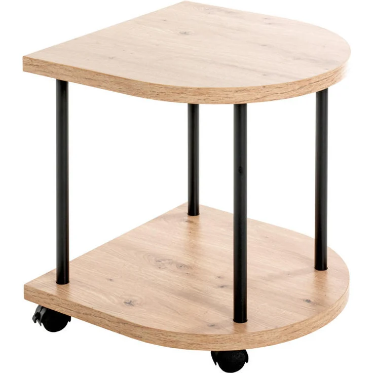 XXXL Beistelltisch, Schwarz, rund, Eiche und Metall, 40x45x40 cm, für Wohnzimmer