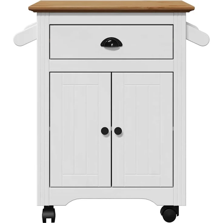 vidaXL Küchenwagen BODO Weiß und Braun 72x45x80 cm 4016876 – Bild 3