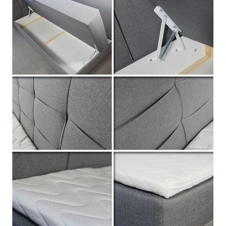 Boxspringbett Best mit 2 Bettkästen, Doppelbett mit Bonell-Matratze und Topper, Polsterbett, Bett (Blau (Vidar 83), 140 x 200 cm) – Bild 3