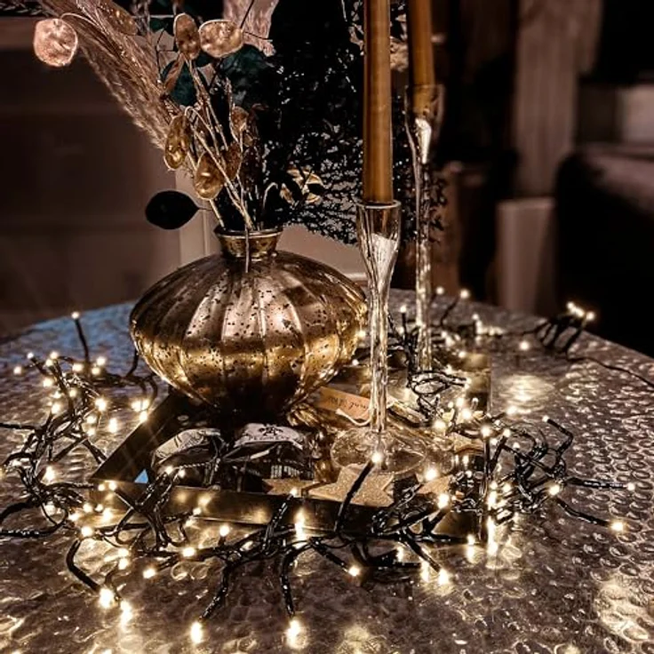 hellum Lichterkette außen 800 LED warmweiß, LED Lichterkette snake, innen, für Weihnachtsbaum, 15,98m lang beleuchtet < 59 Lumen, Kabelfarbe schwarz 151893 – Bild 3